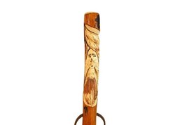 Walking Stick - Hand-Carved Wood Spirit - Hardwood - Strong - Face Carvi... - £71.75 GBP