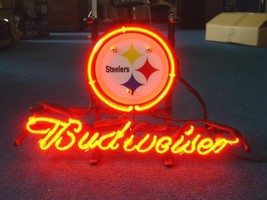 NFL Pittsburgh Steelers Budweiser 3D Neon Light Sign 12&quot; x 9&quot; - £159.56 GBP