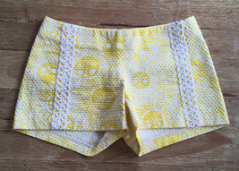 Lilly Pulitzer Liza Kissed By The Sun Short Shorts Womens 00 Yellow Lace - £30.66 GBP