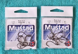 Two (2) - Mustad - 92553-BN - 1/0 - Beak Hooks - 8-PACKS - Fishing - New - £4.70 GBP