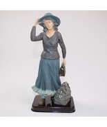 Vintage Figurine Traveling Lady With Blue Ruffle Skirt And Hat Pretty Rare - $24.00