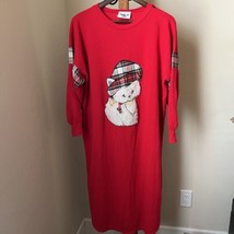 Vintage Christmas Dress Nightgown Sweater Kimberly Laine Cat Red Bell Long Midi - £23.72 GBP
