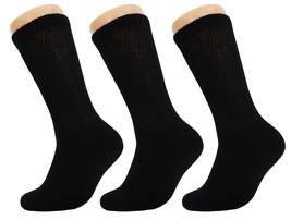 AWS/American Made Black Diabetic Crew Socks for Men Loose Fit Socks with Non Bin - £7.96 GBP+