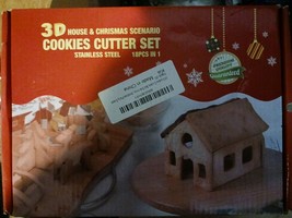 3D Gingerbread House Cookie Cutter Set 18 Pcs Stainless Steel Christmas House - £11.94 GBP