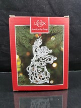 Lenox Sparkle &amp; Scroll Clear Jewel Santa With Present Silver Ornament Christmas - £7.70 GBP