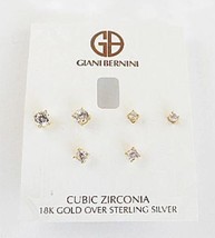 3x Giani Bernini Hoop Earrings 18K gold Over Sterling Silver w/cz NWT free ship - £26.89 GBP