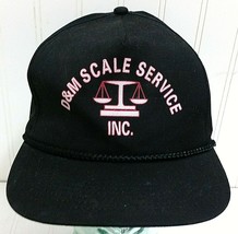 Vtg Black D&amp;M SCALE SERVICE Snapback Hat Advertising Ball Cap Adjustable Pink - £26.67 GBP