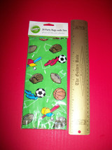 Wilton Party Supplies Green Sports Gift Sacks Set Ball Game Treat Bag Kit Ties - £5.30 GBP