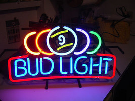 Pool Snooker Billiards Bud Light Budweiser Neon Light Sign 16&quot; x 14&quot; - £397.43 GBP