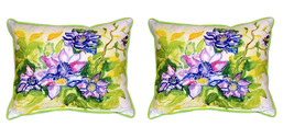 Pair of Betsy Drake Clematis Large Indoor Outdoor Pillows 16x20 - £69.91 GBP