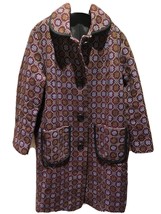 Vintage  LadiesWool Blend Coat unique pattern purple Blend - £70.48 GBP