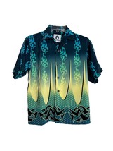 Ocean Current Boys Hawaiian Shirt Size Small Blue Yellow Waves Short Sleeve - £9.32 GBP
