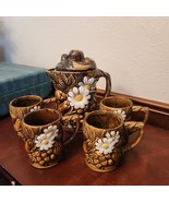 Tea Pitcher Set Embossed 3D Fruit and Daisies Setting for 4 Made in Japa... - $1,068.11 MXN