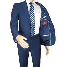 Men Suit BERLUSCONI Turkey Italian Wool 180's Single Breasted K442-12 Navy image 6