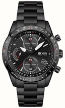 Orologio Pilota Cronografo Da Uomo Hugo Boss HB1513854 Nero Garanzia Rrp 349.00 - £103.34 GBP