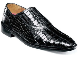 Stacy Adams Riccardi Plain Toe Oxford Shoes Animal Print Leather Black 25575-001 - £75.51 GBP