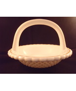 MILK GLASS CANDY NUT TRINKET DISH BASKET NEW VINTAGE DIAMOND POINT GOLD ... - $9.99