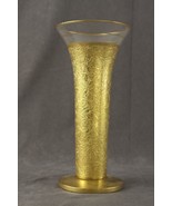 Vintage Crystal GLASTONBURY LOTUS Quality Crystal Fluted Gold Flower Vas... - £19.75 GBP