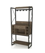 Farmhouse Oak Iron Baker&#39;s Wine Storage Rack - $1,035.34 CAD