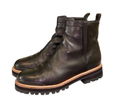 Women Sigerson Morrison Black Pebbled Leather Ankle Boots Sz 9 Smiser Biker image 2