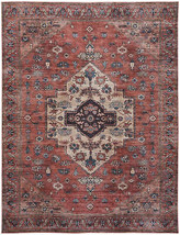 8&#39; X 10&#39; Blue and Red Oriental Power Loom Distressed Washable Non Skid Area Rug - $396.94