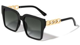Dweebzilla Womens Oversized Square Gold Cuban Link Chain Luxury Sunglasses (Blac - £7.77 GBP