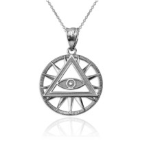 Sterling Silver Eye of Providence Illuminati Charm Necklace - £11.72 GBP+