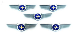 KIDS AIRLINES AIRPLANE PILOT WINGS PLASTIC PINS SILVER LOT OF 5 - £9.20 GBP