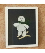 Primitive Framed Country Snowman Skiing at The Lodge Wall Decor Art Hand... - $28.00