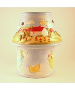 Russ Candleholder Farm &amp; Angel Motif Hand Painted Ceramic - £27.51 GBP