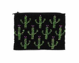 Multi Saguaro Cactus Pattern Czech Glass Seed Beaded Coin Purse Zipper Pouch - W - £18.32 GBP