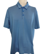 Adidas Blue and White  Striped Short Sleeve Golf Polo XL - $360.94 MXN