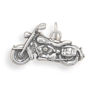 Primary image for Solid 925 Sterling Silver Motorcycle Charm