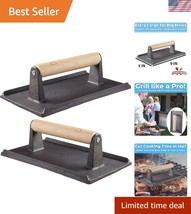 Heavy Duty Pre-Seasoned Cast Iron Grill Press with Wooden Handle - 9x5 inch - $51.00