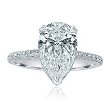 IGI Certified Pear Cut 3.03 CT F VVS2 Lab Grown Diamond Ring 18k White Gold - £4,310.74 GBP