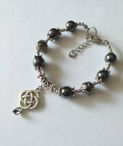 Hematite Celtic knot silver bracelet Victorian Hematite bracelet Celtic ... - $49.29 CAD