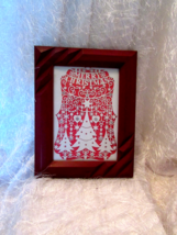 &quot;Merry Christmas&quot; die cut white over pink w/burgundy wood frame (pantry) - £3.95 GBP