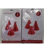 2 Pack Honeycomb Santa Hat Party Xmas Decoration, Red &amp; White - £12.47 GBP