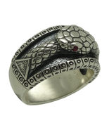 Masonic All Seeing Eye Snake Silver Illuminati Ouroboros Biker Men's Ring - $153.45