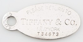 Tiffany &amp; Co. Sterling Silver Extra Large &quot;Return to&quot; Oval Tag Charm Rar... - £109.67 GBP