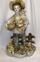 Vintage Figurine Italy Capodimonte Porcelain BoyFruits Figurines Statues Collect - £69.66 GBP