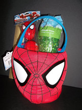 Spiderman Easter Basket Kit Face Plush Spider Man Halloween Tote Spidy Grass New - $23.74