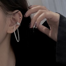 Fashion Metal Clip Earrings for Women Long Tassel Multilayer No Piercing Ear Cuf - £10.53 GBP