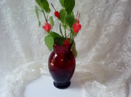 Vintage Ruby Red Glass Vase Anchor Hocking Depression Era True Red Glass... - $28.00