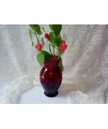 Vintage Ruby Red Glass Vase Anchor Hocking Depression Era True Red Glass... - £22.38 GBP