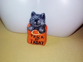 Vintage Cute Kitty Cat Halloween Trick or Treat Bag OOAK Handmade Hand Painted P - £11.92 GBP