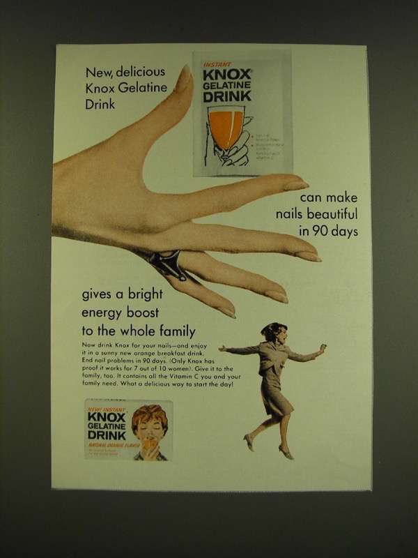 1966 Knox Gelatine Drink Ad Can make nails beautiful 196069