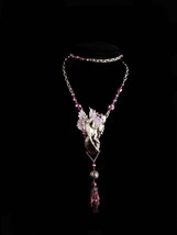 Fabulous Pegasus Necklace - signed purple necklace  - long tassel - jj flying ho - £155.84 GBP