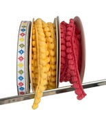 Pom-Pom Trim &amp; Floral Ribbon Spools Set 4.6-15 Yards Yellow &amp; Pink Pom-P... - $23.69 CAD