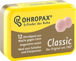 Ohropax CLASSIC ear plugs 12ct./1 box made in Germany FREE SHIPPING - $11.87